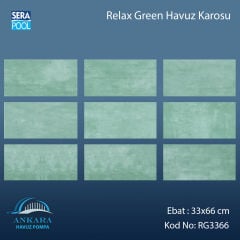 Serapool Relax Green Porselen Karo Fileli 33x66 cm - m²