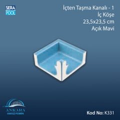 Üsten Taşma Kanalı-1 - İç Köşe - 23,5x23,5 cm Açık Mavi