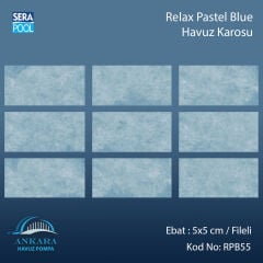 Serapool Relax Pastel Blue Porselen Karo Fileli 5x5 cm - m²