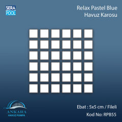 Serapool Relax Pastel Blue Porselen Karo Fileli 5x5 cm - m²
