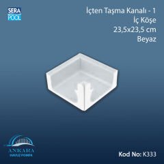 Üsten Taşma Kanalı-1 - İç Köşe - 23,5x23,5 cm Beyaz