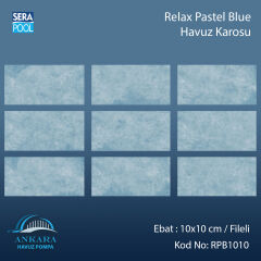 Serapool Relax Pastel Blue Porselen Karo Fileli 10x10 cm - m²