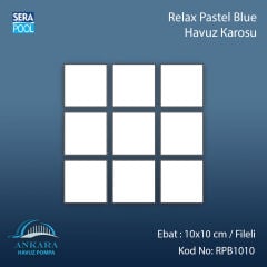 Serapool Relax Pastel Blue Porselen Karo Fileli 10x10 cm - m²