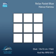 Serapool Relax Pastel Blue Porselen Karo Fileli 10x10 cm - m²