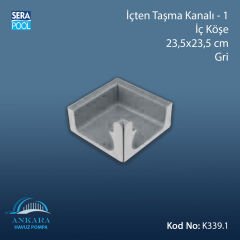 Üsten Taşma Kanalı-1 - İç Köşe - 23,5x23,5 cm Gri