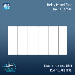 Serapool Relax Pastel Blue Porselen Karo Fileli 11x33 cm - m²