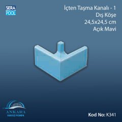 Üsten Taşma Kanalı-1 - Dış Köşe - 24,5x24,5 cm Açık Mavi