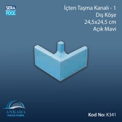 Üsten Taşma Kanalı-1 - Dış Köşe - 24,5x24,5 cm Açık Mavi