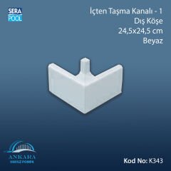 Üsten Taşma Kanalı-1 - Dış Köşe - 24,5x24,5 cm Beyaz