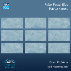 Serapool Relax Pastel Blue Porselen Karo Fileli 33x66 cm - m²