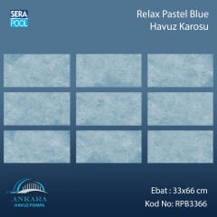 Serapool Relax Pastel Blue Porselen Karo Fileli 33x66 cm - m²
