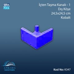 Üsten Taşma Kanalı-1 - Dış Köşe - 24,5x24,5 cm Kobalt