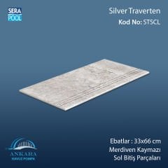 Silver Traverten 33x66x0,76 cm Merdiven Kaymazı Sol Bitiş