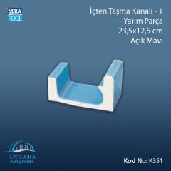 Üsten Taşma Kanalı-1 - Yarım Parça - 23,5x12,5 cm Açık Mavi