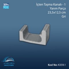 Üsten Taşma Kanalı-1 - Yarım Parça - 23,5x12,5 cm Gri