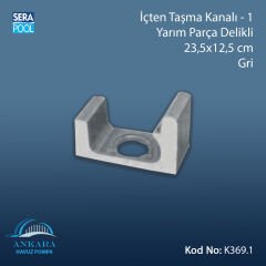 Üsten Taşma Kanalı-1 - Yarım Parça Delikli - 23,5x12,5 cm Gri
