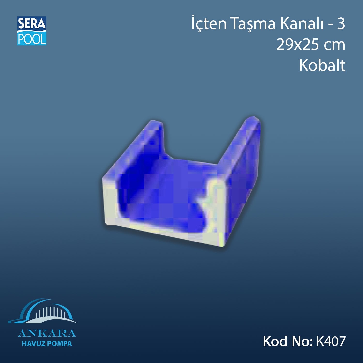 Üsten Taşma Kanalı-3 - 29x25 cm Kobalt