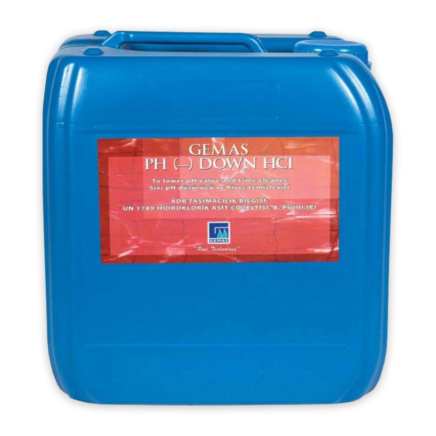 “pH (-) DOWN HCl” Sıvı pH Düşürücü ve Kireç Temizleyici. (%30 Hidroklorik asit) - 25 KG