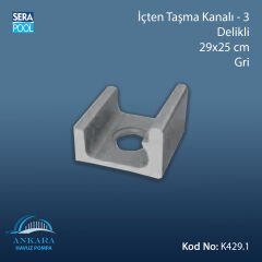 Üsten Taşma Kanalı-3 -Delikli - 29x25 cm Gri