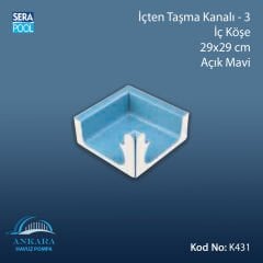Üsten Taşma Kanalı-3 -İç Köşe - 29x25 cm Açık Mavi