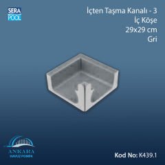 Üsten Taşma Kanalı-3 -İç Köşe - 29x29 cm Gri