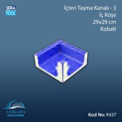 Üsten Taşma Kanalı-3 -İç Köşe - 29x29 cm Kobalt