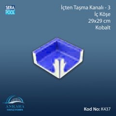 Üsten Taşma Kanalı-3 -İç Köşe - 29x29 cm Kobalt