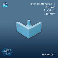 Üsten Taşma Kanalı-3 - Dış Köşe - 31x31 cm Açık Mavi
