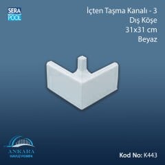 Üsten Taşma Kanalı-3 - Dış Köşe - 31x31 cm Beyaz