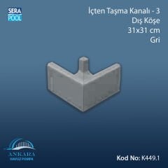 Üsten Taşma Kanalı-3 - Dış Köşe - 31x31 cm Gri