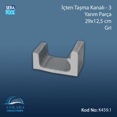 Üsten Taşma Kanalı-3 - Yarım Parça - 29x12,5 cm Gri