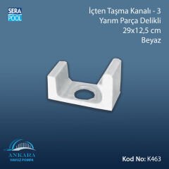 Üsten Taşma Kanalı-3 - Yarım Parça Delikli - 29x12,5 cm Beyaz