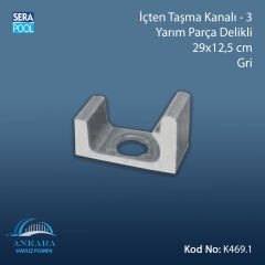 Üsten Taşma Kanalı-3 - Yarım Parça Delikli - 29x12,5 cm Gri