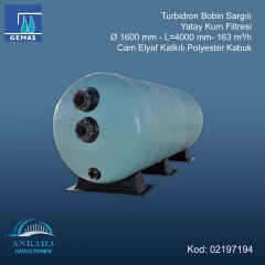 Turbidron Bobin Sargılı Yatay Kum Filtresi - Ø 1600 mm - L=4000 mm - 163 m³/h
