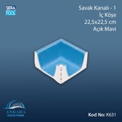 Savak Kanalı-1 - İç Köşe - 22,5x22,5 cm Açık Mavi