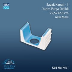 Savak Kanalı-1 - Yarım Parça Delikli - 22,5x12,5 cm Açık Mavi