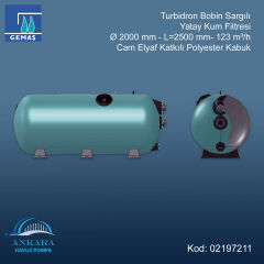 Turbidron Bobin Sargılı Yatay Kum Filtresi - Ø 2000 mm - L=2500 mm - 123 m³/h