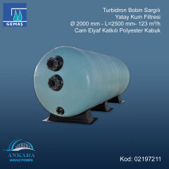 Turbidron Bobin Sargılı Yatay Kum Filtresi - Ø 2000 mm - L=2500 mm - 123 m³/h