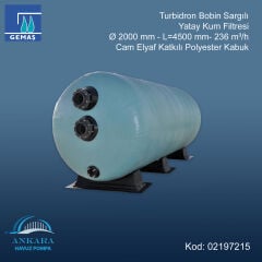 Turbidron Bobin Sargılı Yatay Kum Filtresi - Ø 2000 mm - L=4500 mm - 236 m³/h