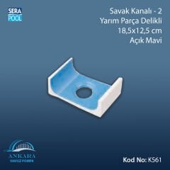 Savak Kanalı-2 - Yarım Parça Delikli - 18,5x12,5 cm Açık Mavi