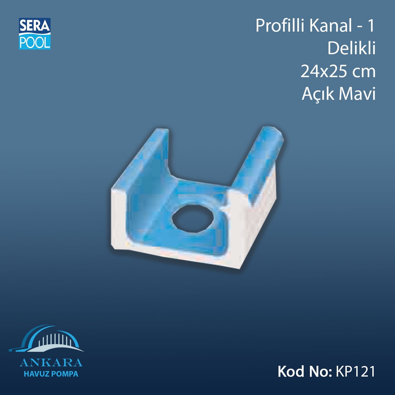 Profilli Kanal-1 - Delikli - 24x25 cm Açık Mavi