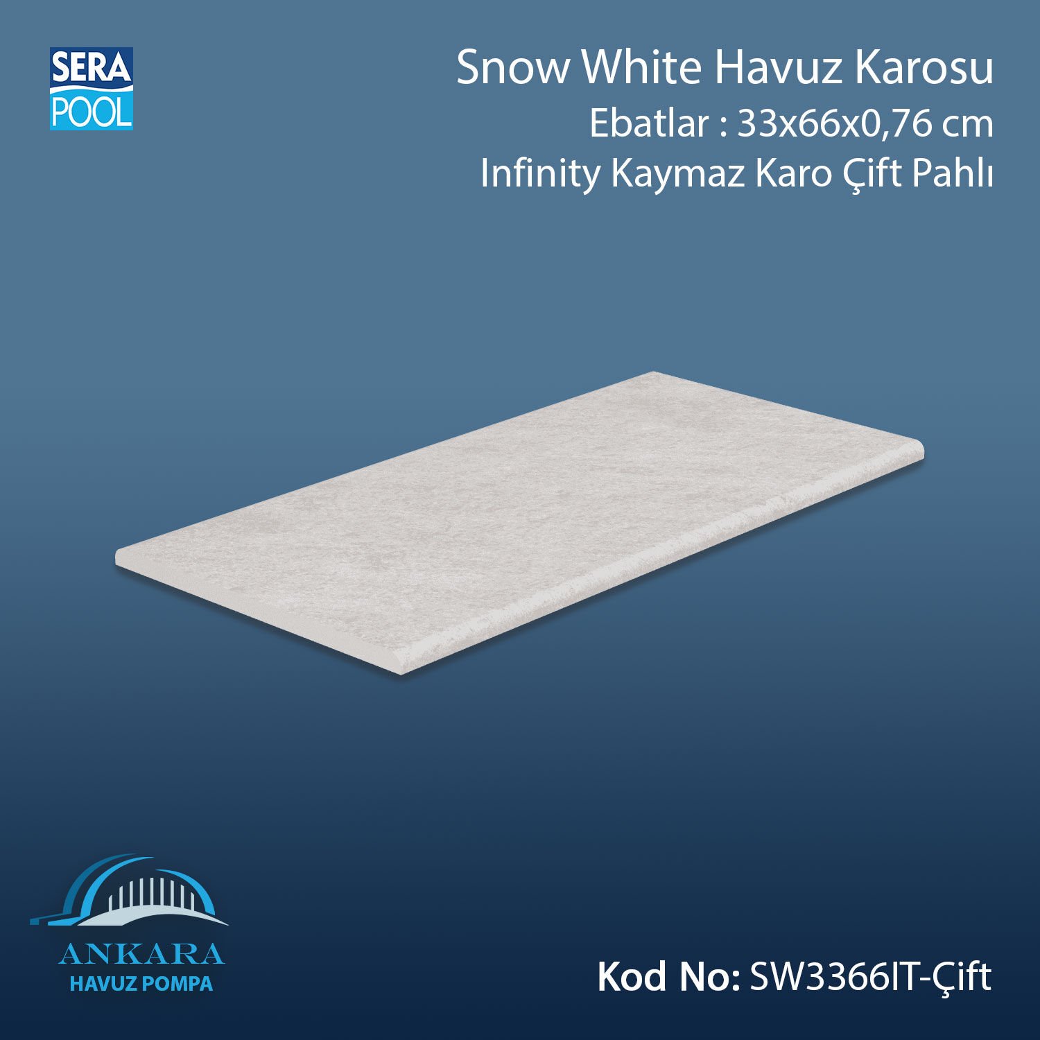 Snow White 33x66x0,76 cm Infinity Kaymaz Karo Çift Pahlı