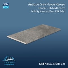 Antique Grey 33x66x0,76 cm Infinity Kaymaz Karo Çift Pahlı