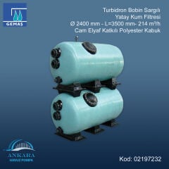 Turbidron Bobin Sargılı Yatay Kum Filtresi - Ø 2400 mm - L=3500 mm - 214 m³/h