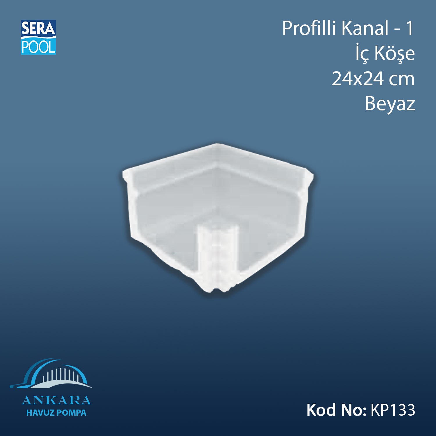 Profilli Kanal-1 - İç Köşe - 24x24 cm Beyaz