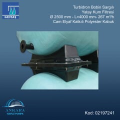 Turbidron Bobin Sargılı Yatay Kum Filtresi - Ø 2500 mm - L=4000 mm - 267 m³/h