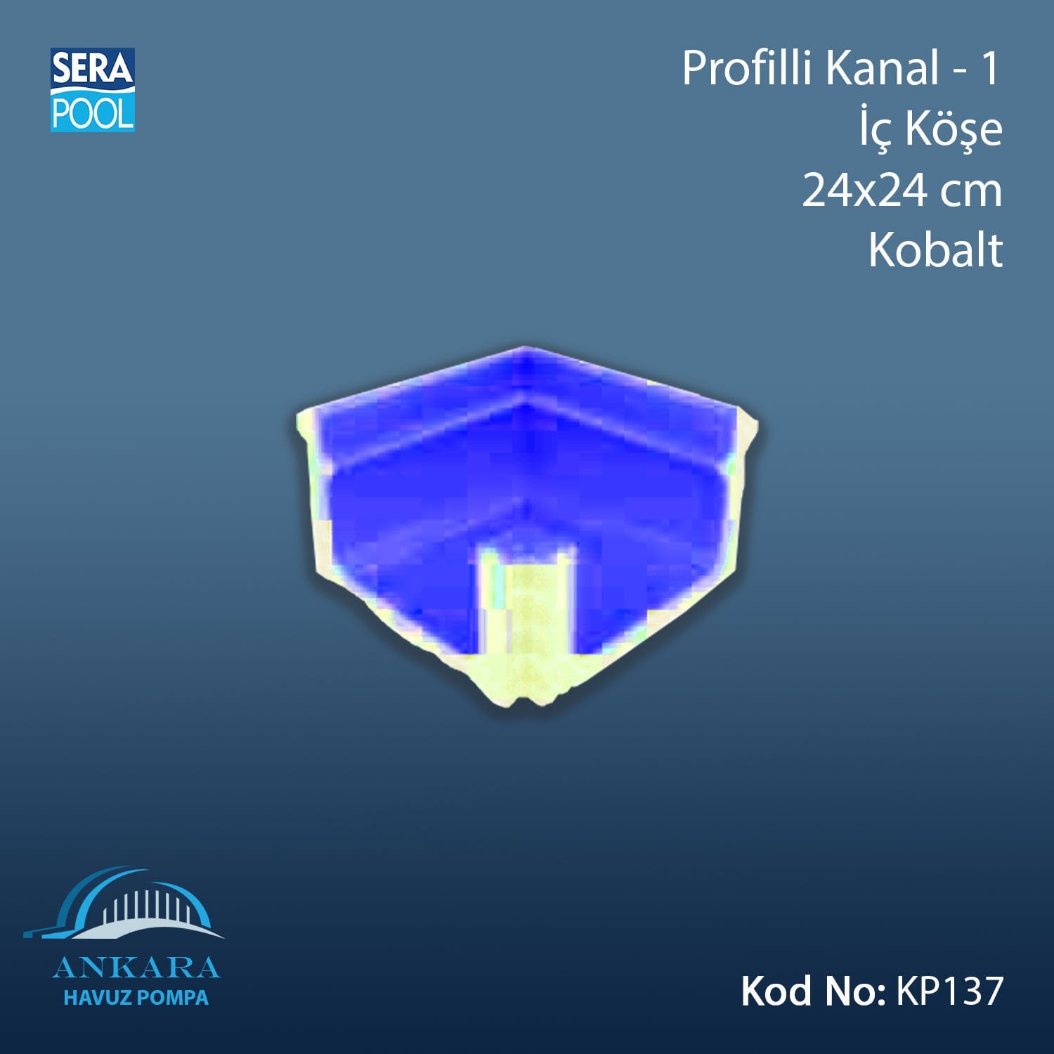 Profilli Kanal-1 - İç Köşe - 24x24 cm Kobalt
