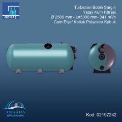 Turbidron Bobin Sargılı Yatay Kum Filtresi - Ø 2500 mm - L=5000 mm - 341 m³/h