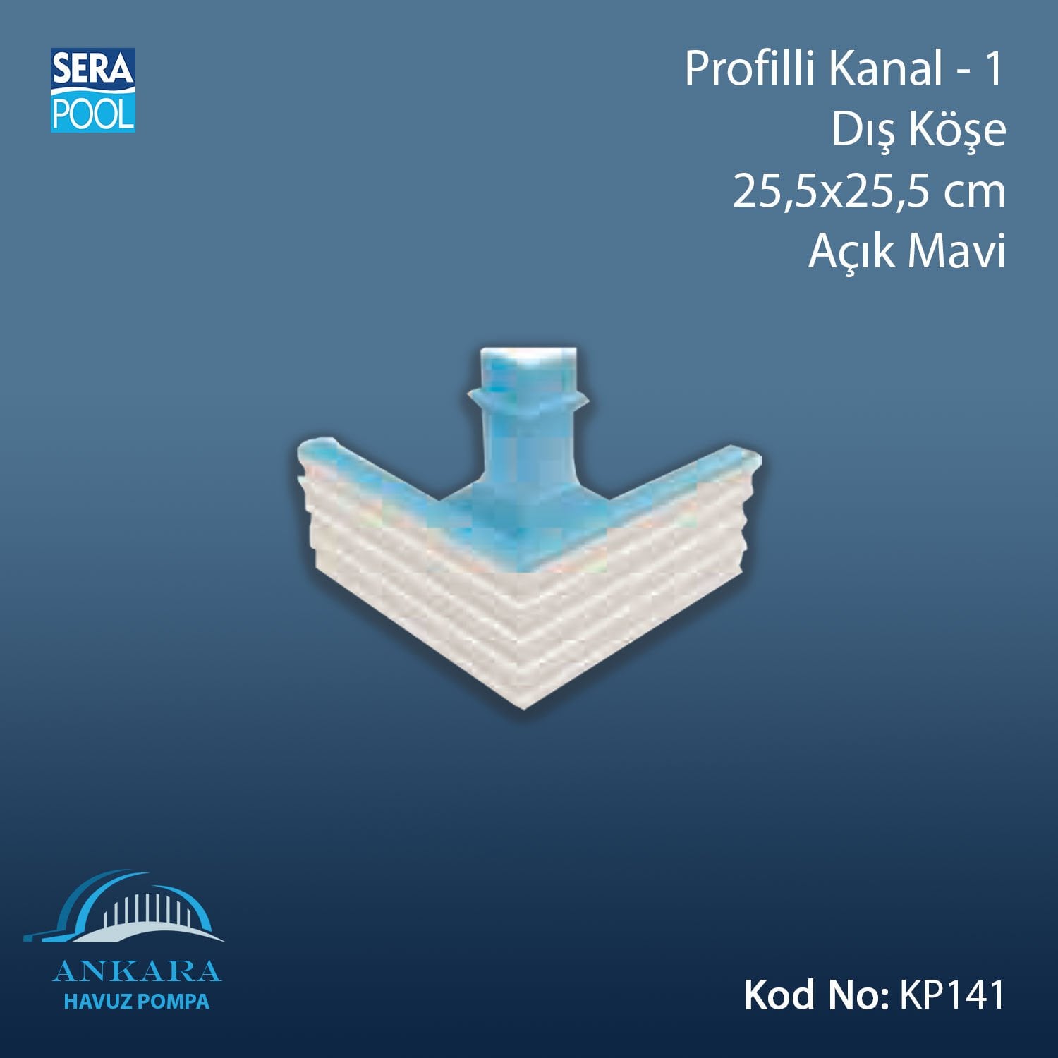 Profilli Kanal-1 - Dış Köşe - 25,5x25,5 cm Açık Mavi