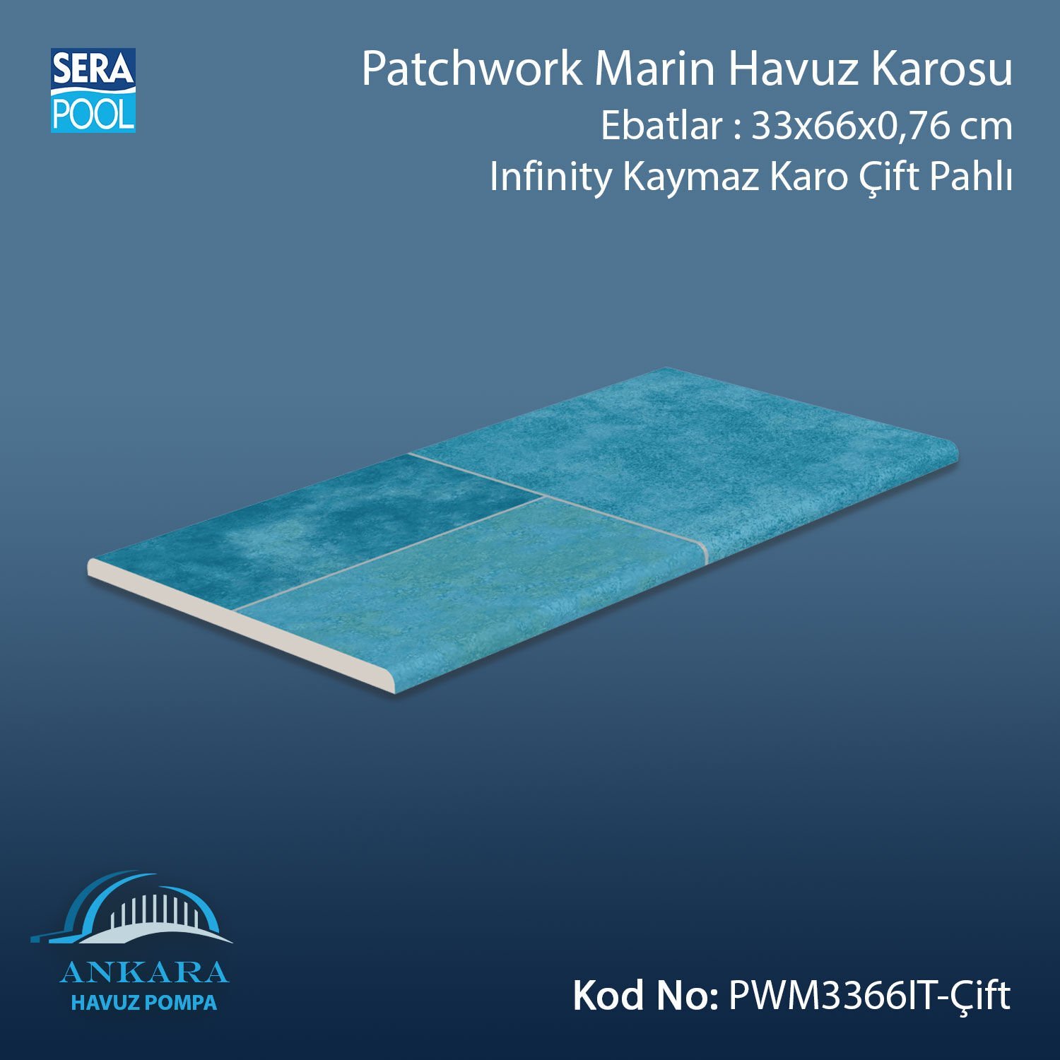 Patchwork Marin 33x66x0,76 cm Infinity Kaymaz Karo Çift Pahlı
